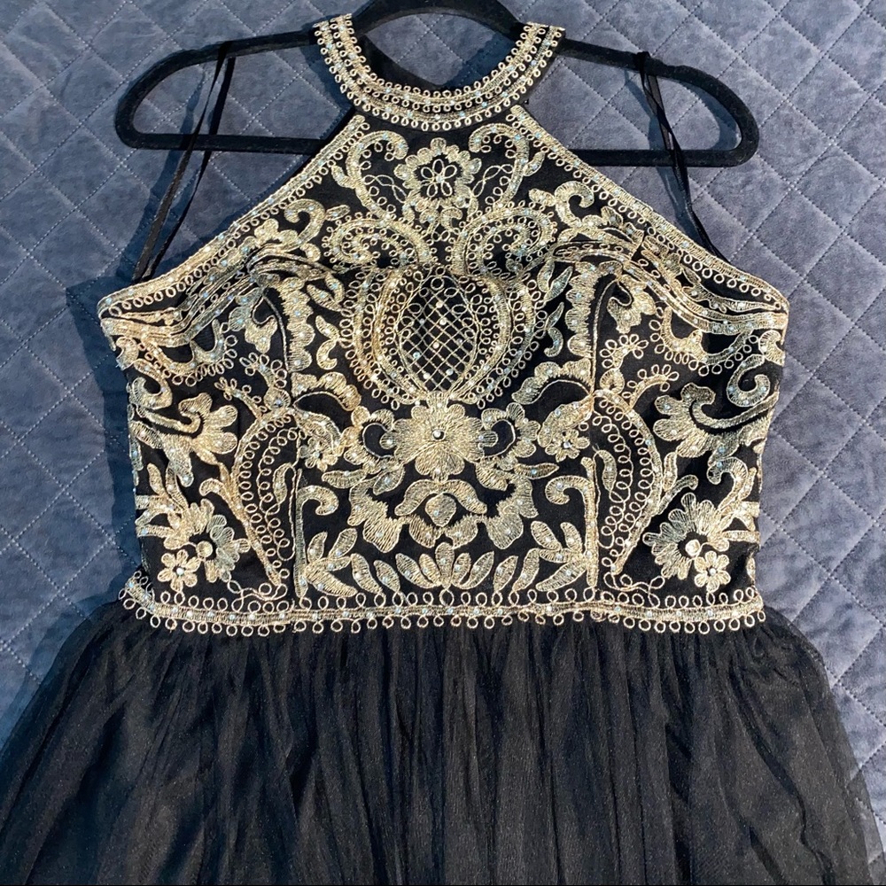 Black & Gold Halter Top Style Dress